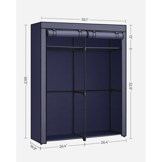 Portable Fabric Wardrobe Closet | Hanging Rods With Dust Cover