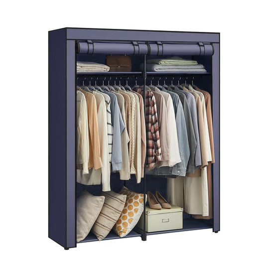 Portable Fabric Wardrobe Closet | Hanging Rods With Dust Cover
