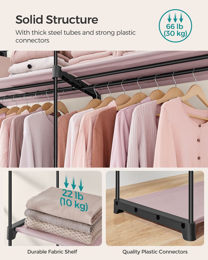 Portable Fabric Wardrobe Closet | Hanging Rods With Dust Cover