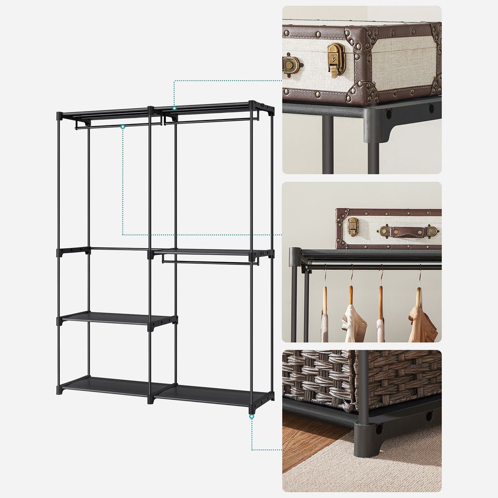 Freestanding Closet Organizer | Hanging Rods With Fabric Shelves