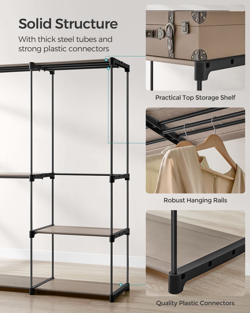 Freestanding Closet Organizer | Hanging Rods With Fabric Shelves