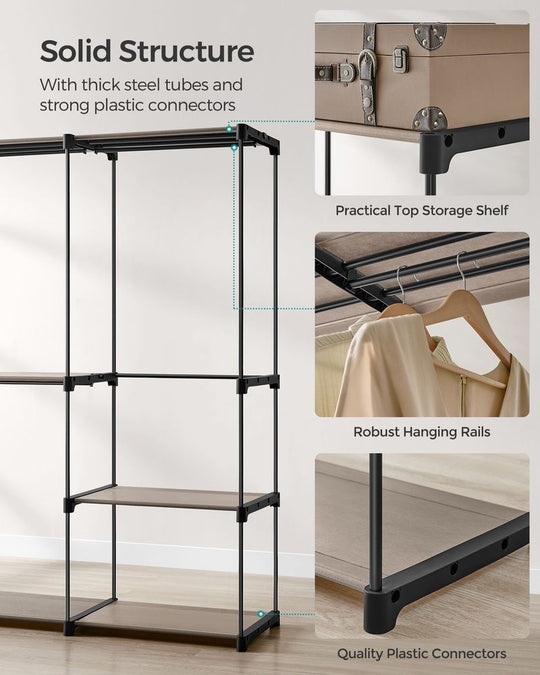 Freestanding Closet Organizer | Hanging Rods With Fabric Shelves