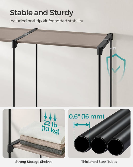 Freestanding Closet Organizer | Hanging Rods With Fabric Shelves