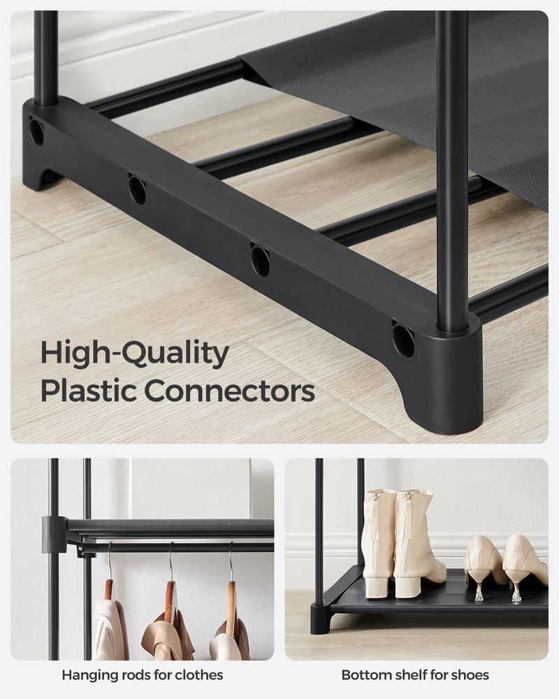 Portable Fabric Wardrobe Closet | Hanging Rods With Dust Cover