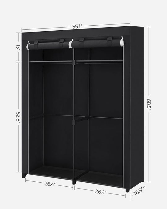Portable Fabric Wardrobe Closet | Hanging Rods With Dust Cover