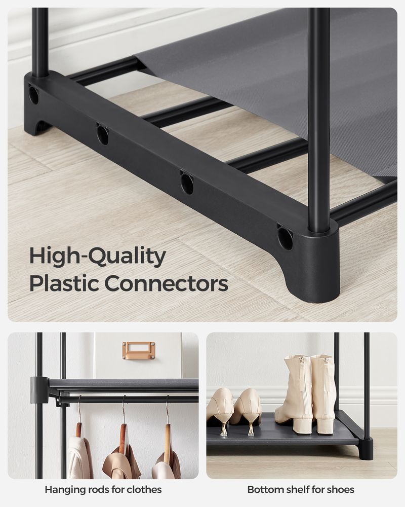 Portable Fabric Wardrobe Closet | Hanging Rods With Dust Cover