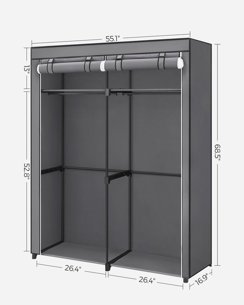 Portable Fabric Wardrobe Closet | Hanging Rods With Dust Cover