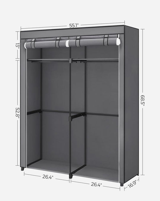 Portable Fabric Wardrobe Closet | Hanging Rods With Dust Cover