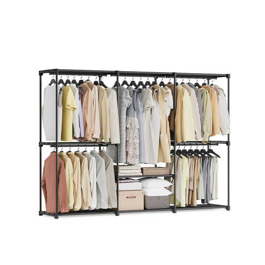 Freestanding Closet Organizer | Hanging Rods With Fabric Shelves