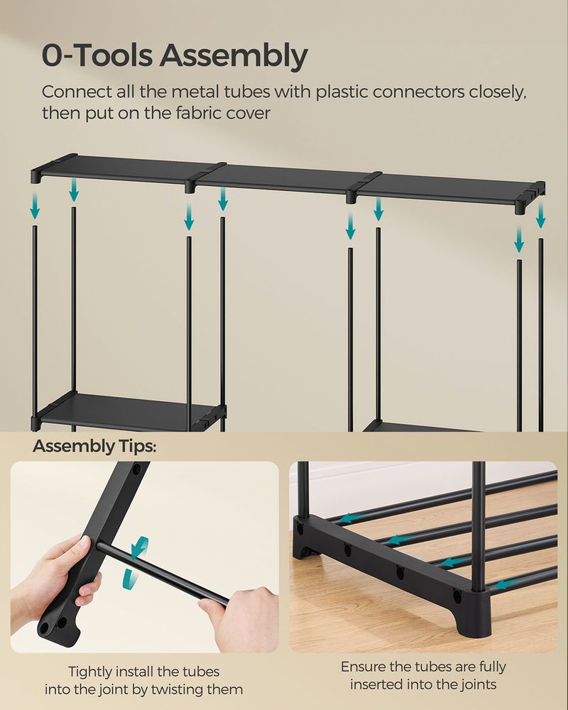 Freestanding Closet Organizer | Hanging Rods With Fabric Shelves