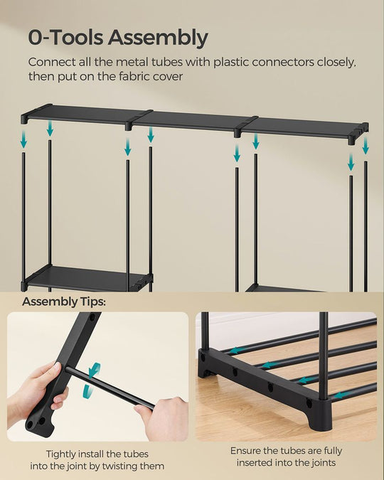 Freestanding Closet Organizer | Hanging Rods With Fabric Shelves
