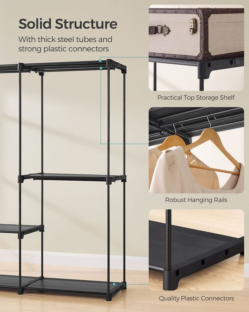 Freestanding Closet Organizer | Hanging Rods With Fabric Shelves
