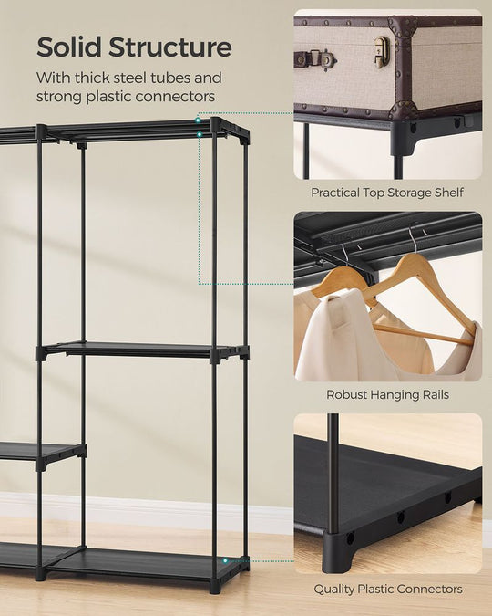 Freestanding Closet Organizer | Hanging Rods With Fabric Shelves