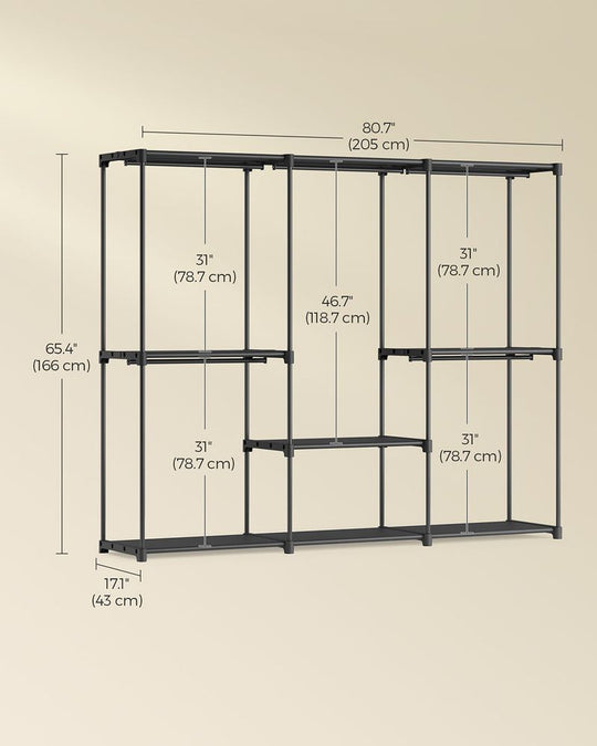 Freestanding Closet Organizer | Hanging Rods With Fabric Shelves