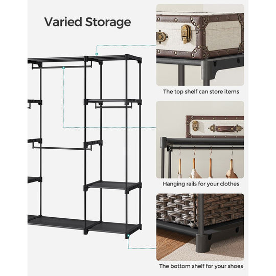 Freestanding Closet Organizer | Hanging Rods With Fabric Shelves