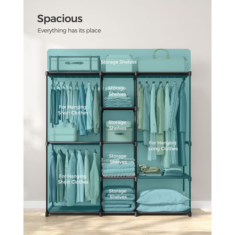 Freestanding Closet Organizer | Hanging Rods With Fabric Shelves