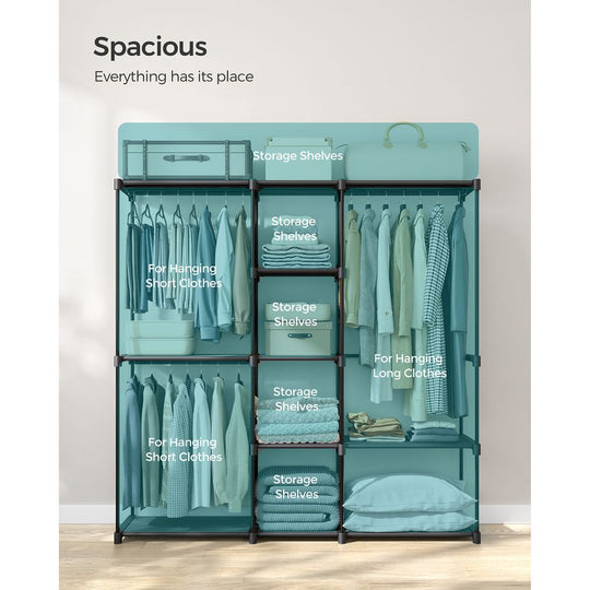 Freestanding Closet Organizer | Hanging Rods With Fabric Shelves