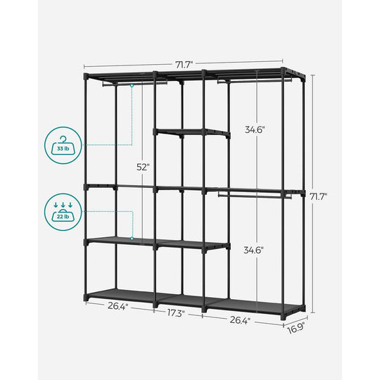 Freestanding Closet Organizer | Hanging Rods With Fabric Shelves