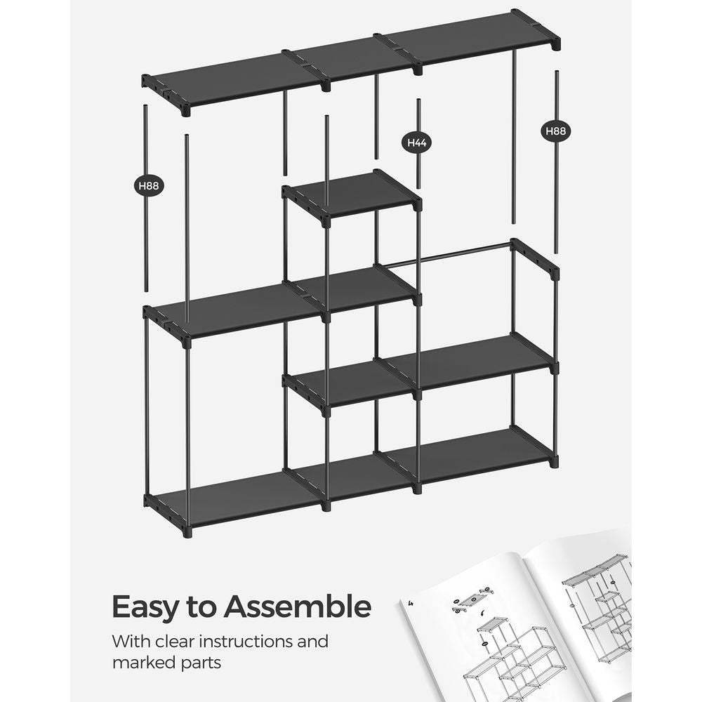 Freestanding Closet Organizer | Hanging Rods With Fabric Shelves