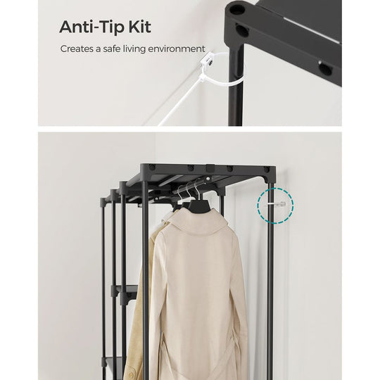Freestanding Closet Organizer | Hanging Rods With Fabric Shelves