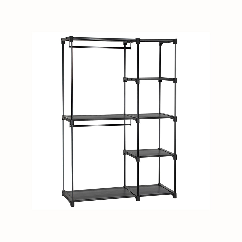 Freestanding Closet Organizer | Hanging Rods With Fabric Shelves