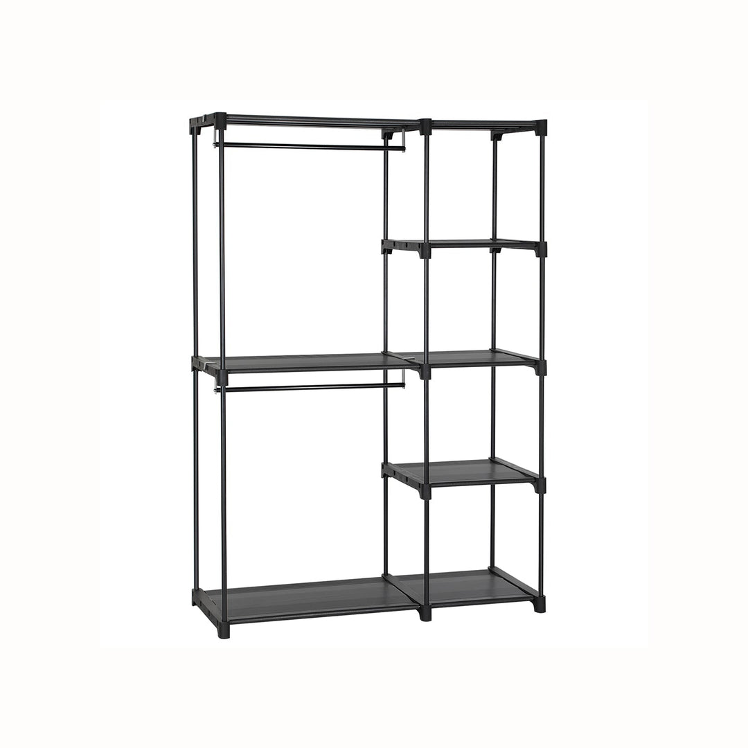 Freestanding Closet Organizer | Hanging Rods With Fabric Shelves