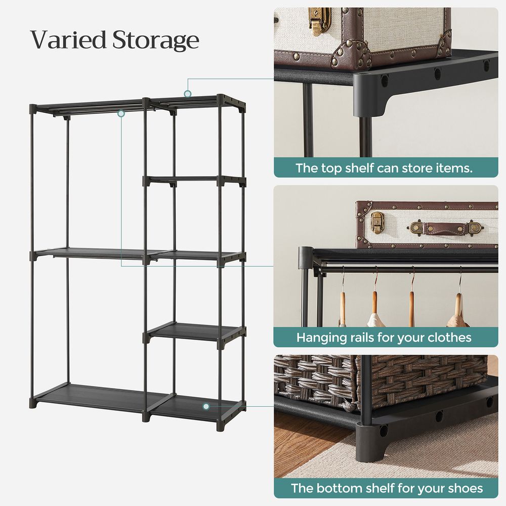 Freestanding Closet Organizer | Hanging Rods With Fabric Shelves