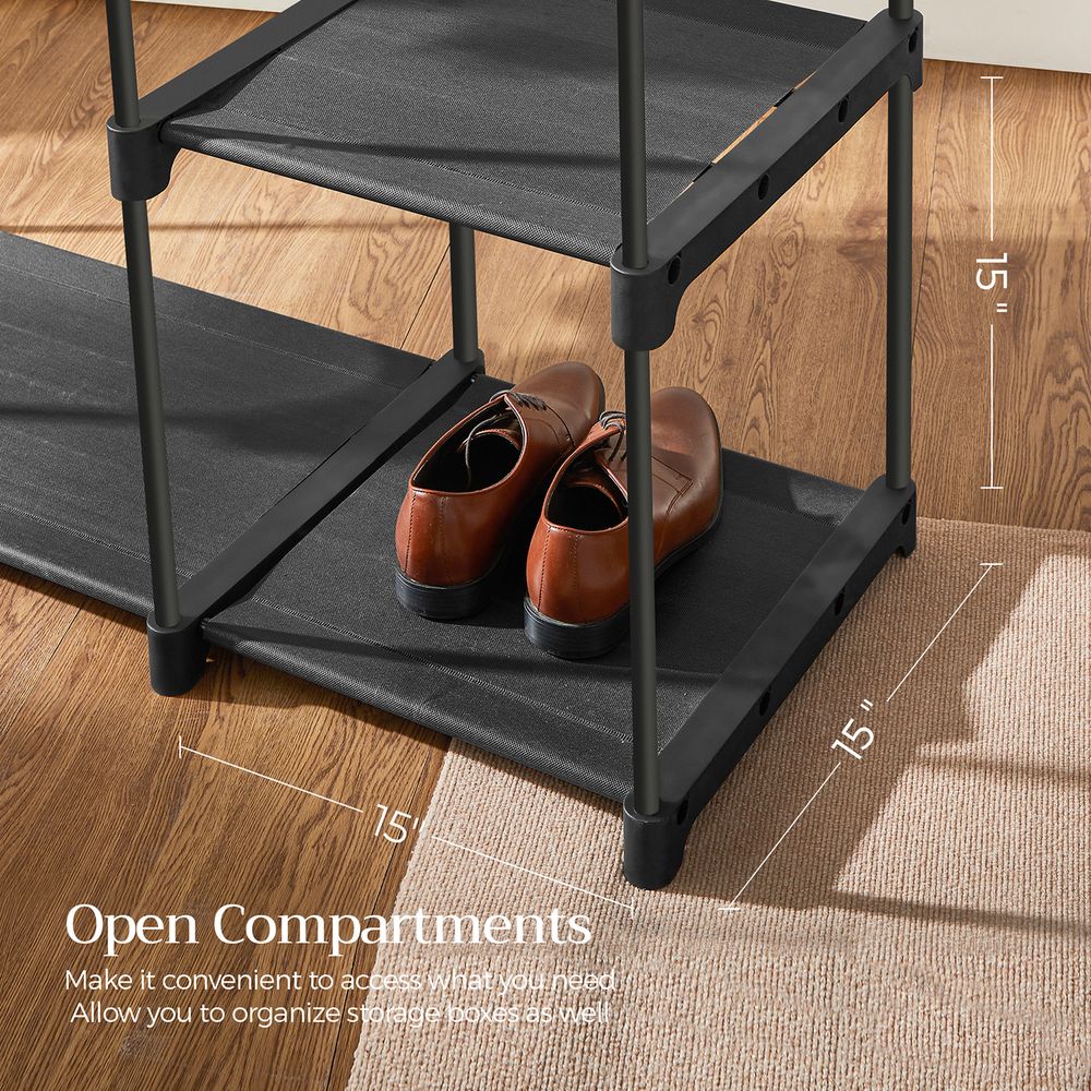 Freestanding Closet Organizer | Hanging Rods With Fabric Shelves