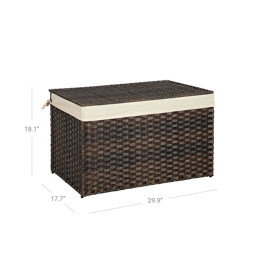 Large Storage Basket With Lid | Woven Hamper For Blankets