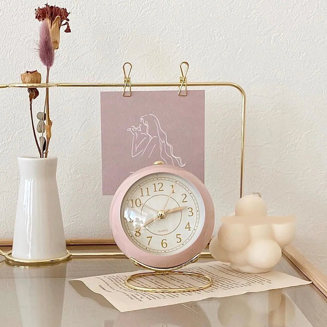 Retro Alarm Clock | Brass-Tone Ring Stand Design