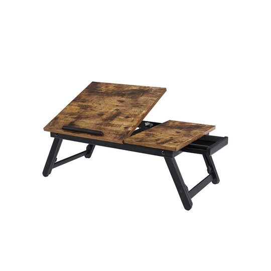 Adjustable Laptop Desk | Tilting Bed Tray With Storage Drawer