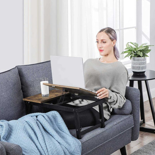 Adjustable Laptop Desk | Tilting Bed Tray With Storage Drawer