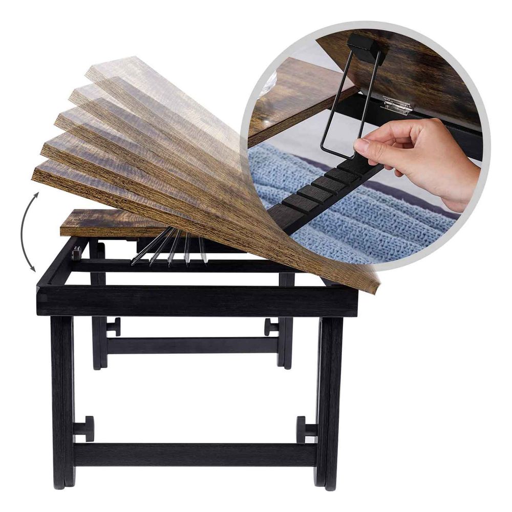 Adjustable Laptop Desk | Tilting Bed Tray With Storage Drawer