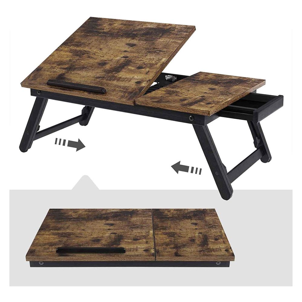 Adjustable Laptop Desk | Tilting Bed Tray With Storage Drawer