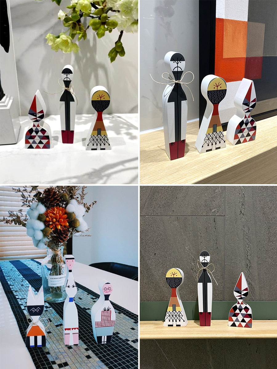 Wooden Character Figures | Decorative Tabletop Statuettes