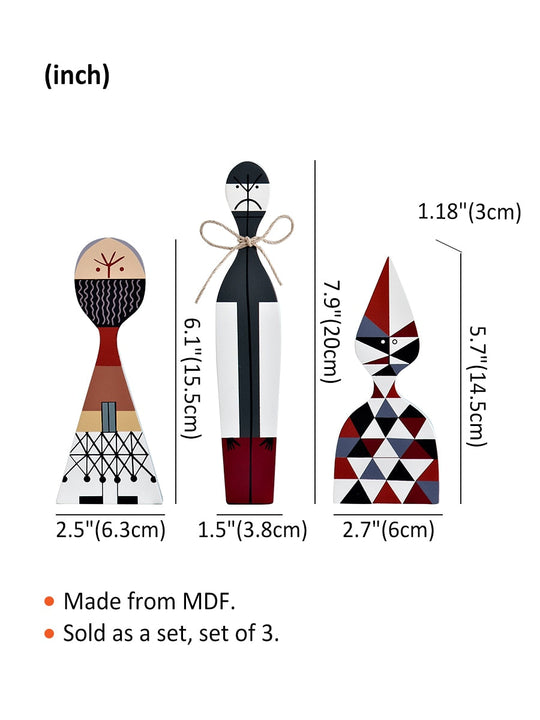 Wooden Character Figures | Decorative Tabletop Statuettes