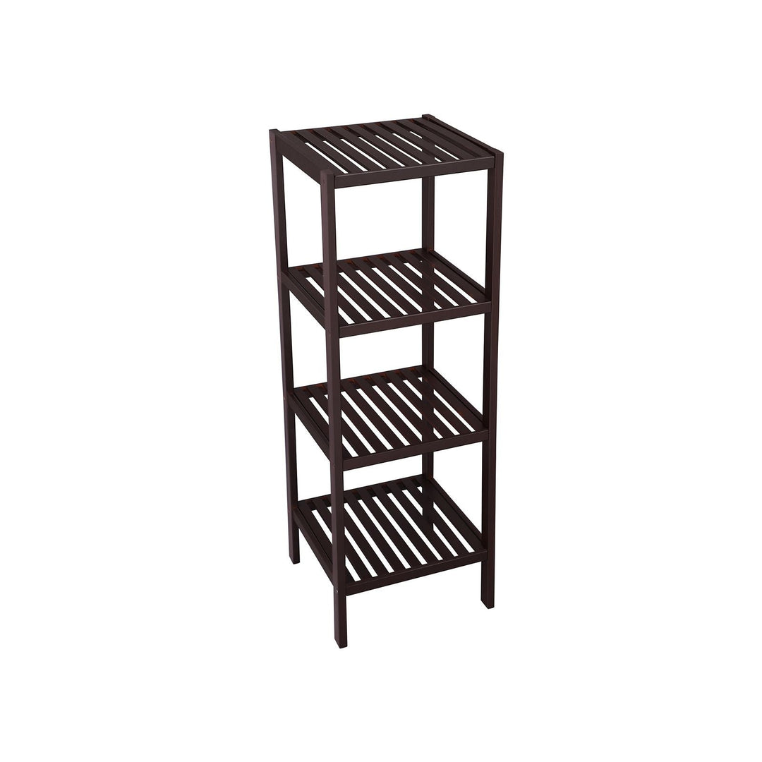 Narrow Bamboo Bathroom Shelf | Four Tier Storage Rack