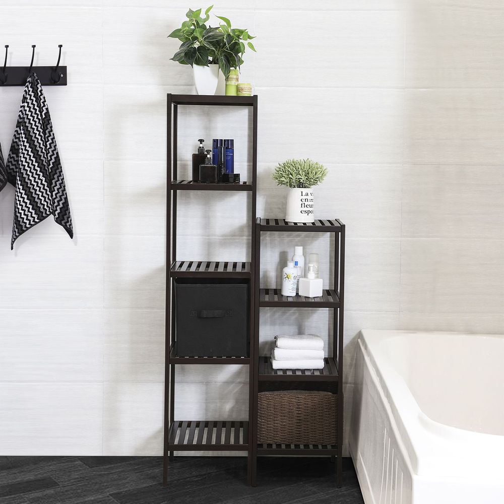 Narrow Bamboo Bathroom Shelf | Four Tier Storage Rack