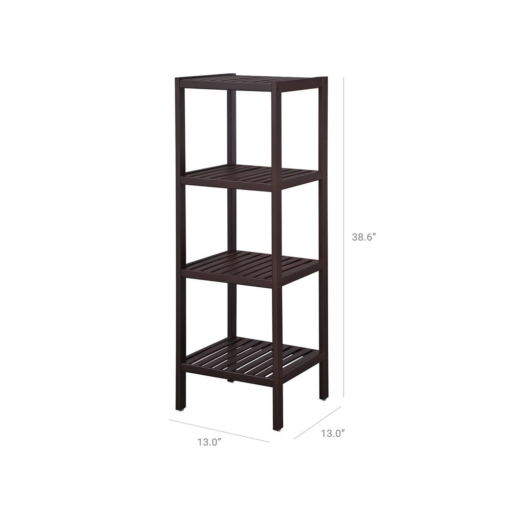 Narrow Bamboo Bathroom Shelf | Four Tier Storage Rack