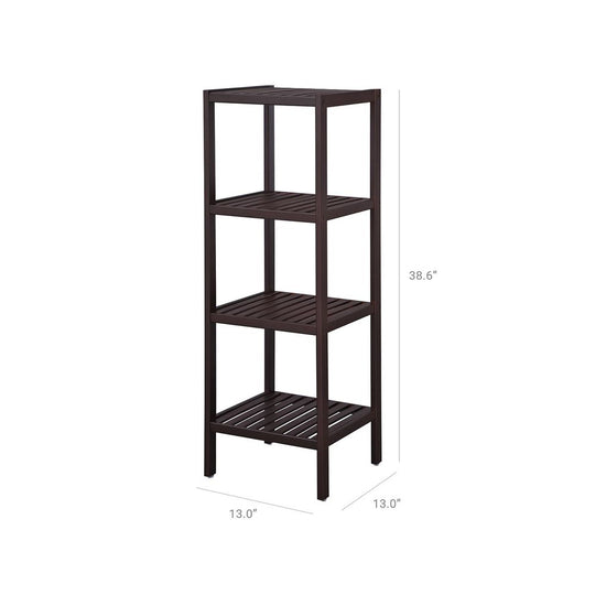 Narrow Bamboo Bathroom Shelf | Four Tier Storage Rack