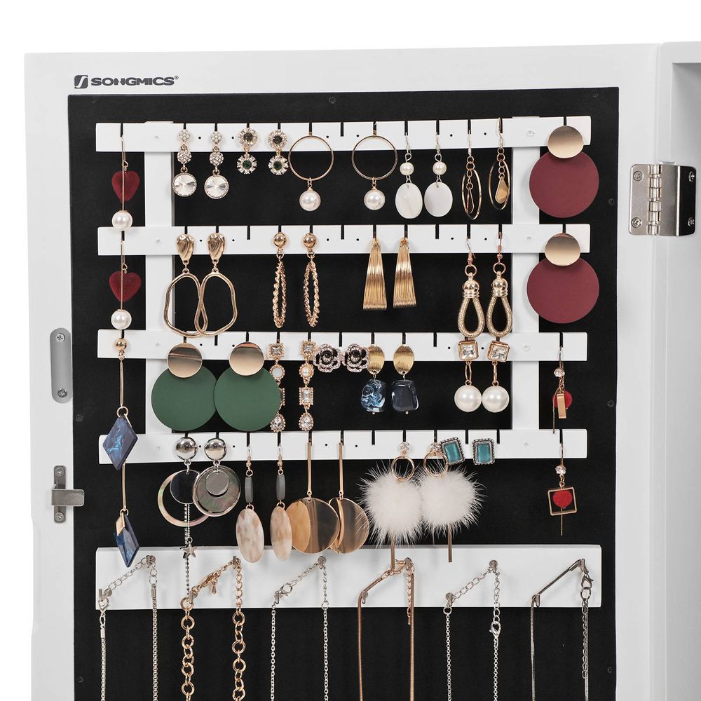 Wall Mounted Jewelry Cabinet | Lockable Mirror With Velvet Interior