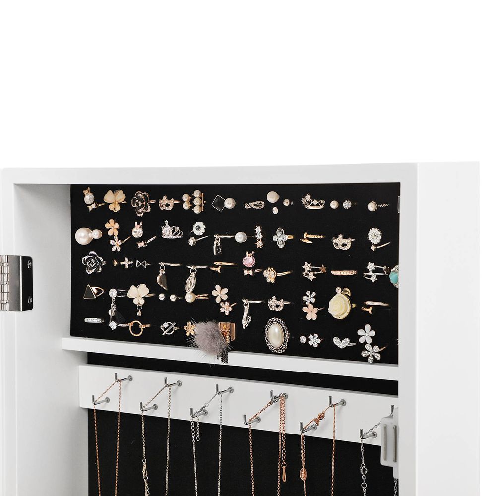 Wall Mounted Jewelry Cabinet | Lockable Mirror With Velvet Interior