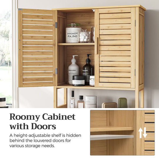 Over The Toilet Storage Cabinet | Louvered Doors With Open Shelf