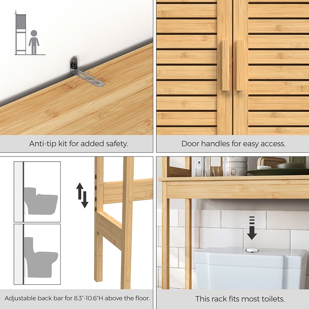 Over The Toilet Storage Cabinet | Louvered Doors With Open Shelf