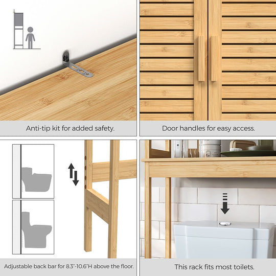 Over The Toilet Storage Cabinet | Louvered Doors With Open Shelf