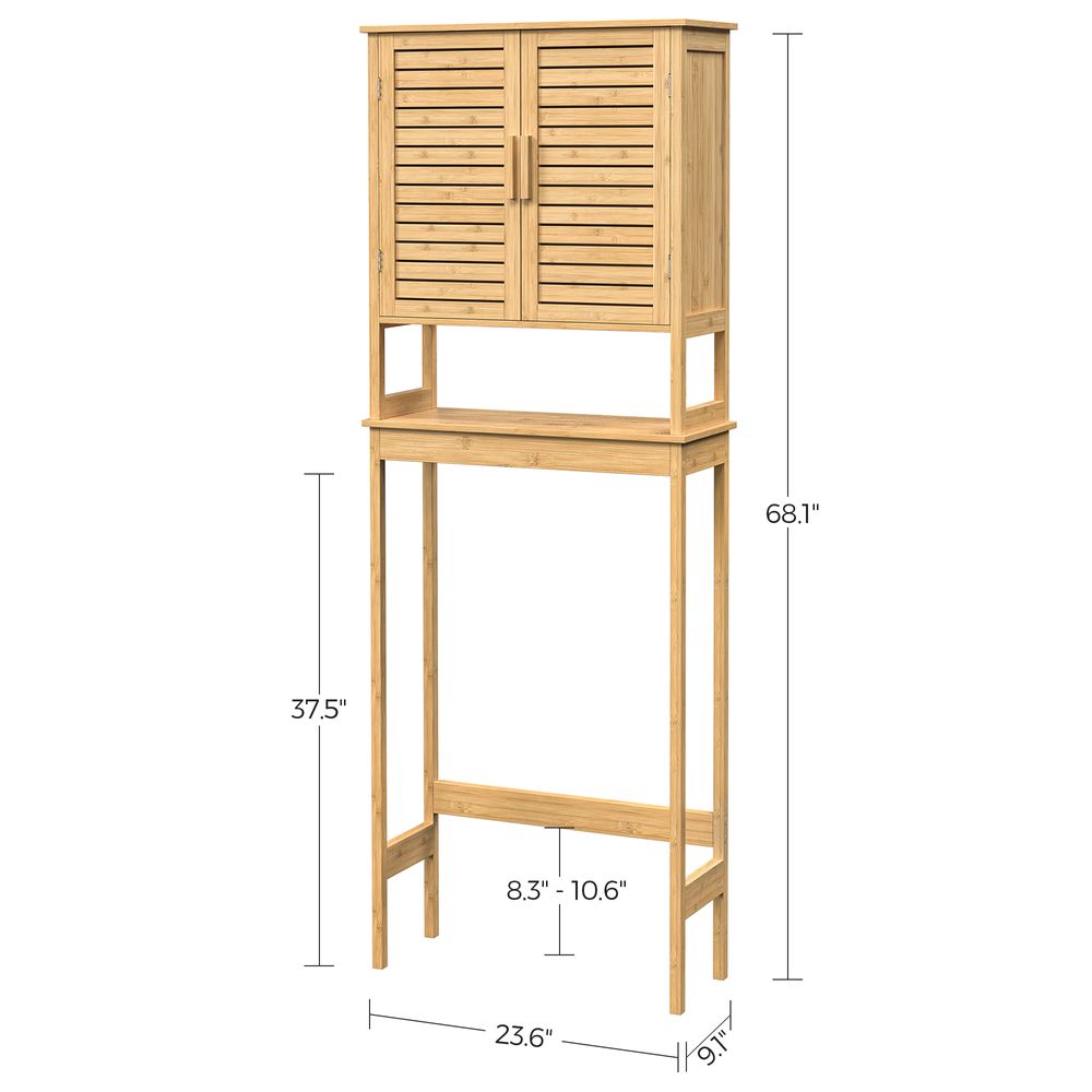 Over The Toilet Storage Cabinet | Louvered Doors With Open Shelf
