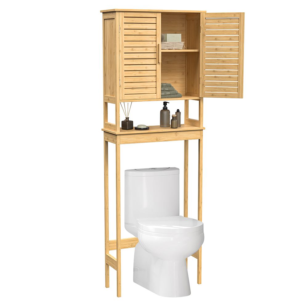 Over The Toilet Storage Cabinet | Louvered Doors With Open Shelf