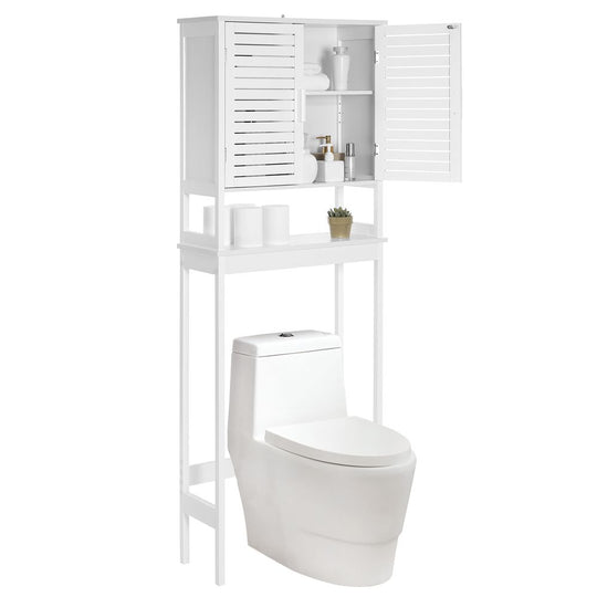 Over The Toilet Storage Cabinet | Louvered Doors With Open Shelf