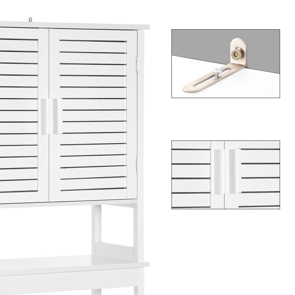 Over The Toilet Storage Cabinet | Louvered Doors With Open Shelf