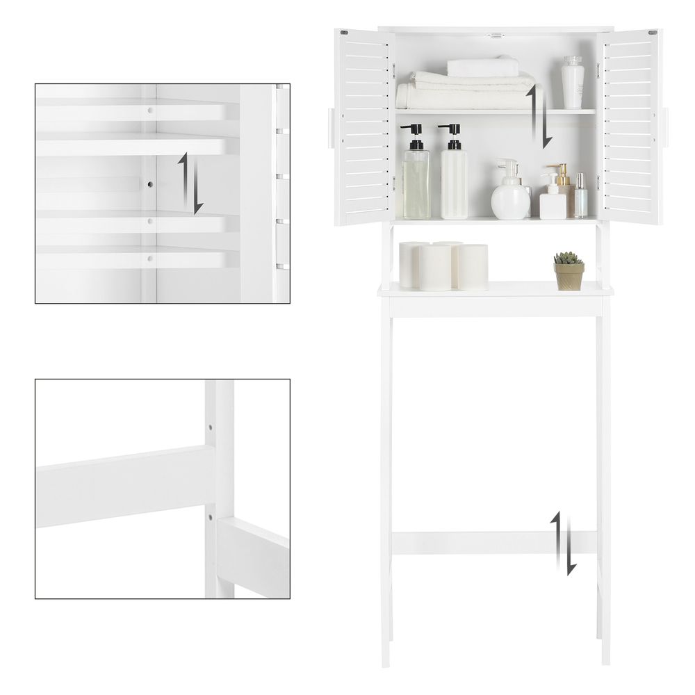 Over The Toilet Storage Cabinet | Louvered Doors With Open Shelf